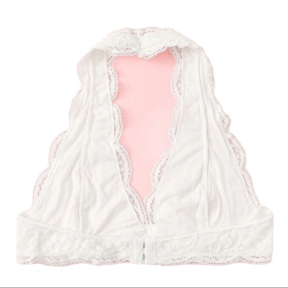 White lace halter neck bralette adjustable back - Picture 2 of 2